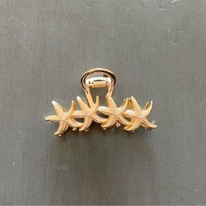 Gold Metal Starfish Sea Ocean Seashell Shell Beach 2.5" Lobster Claw Hair Clip